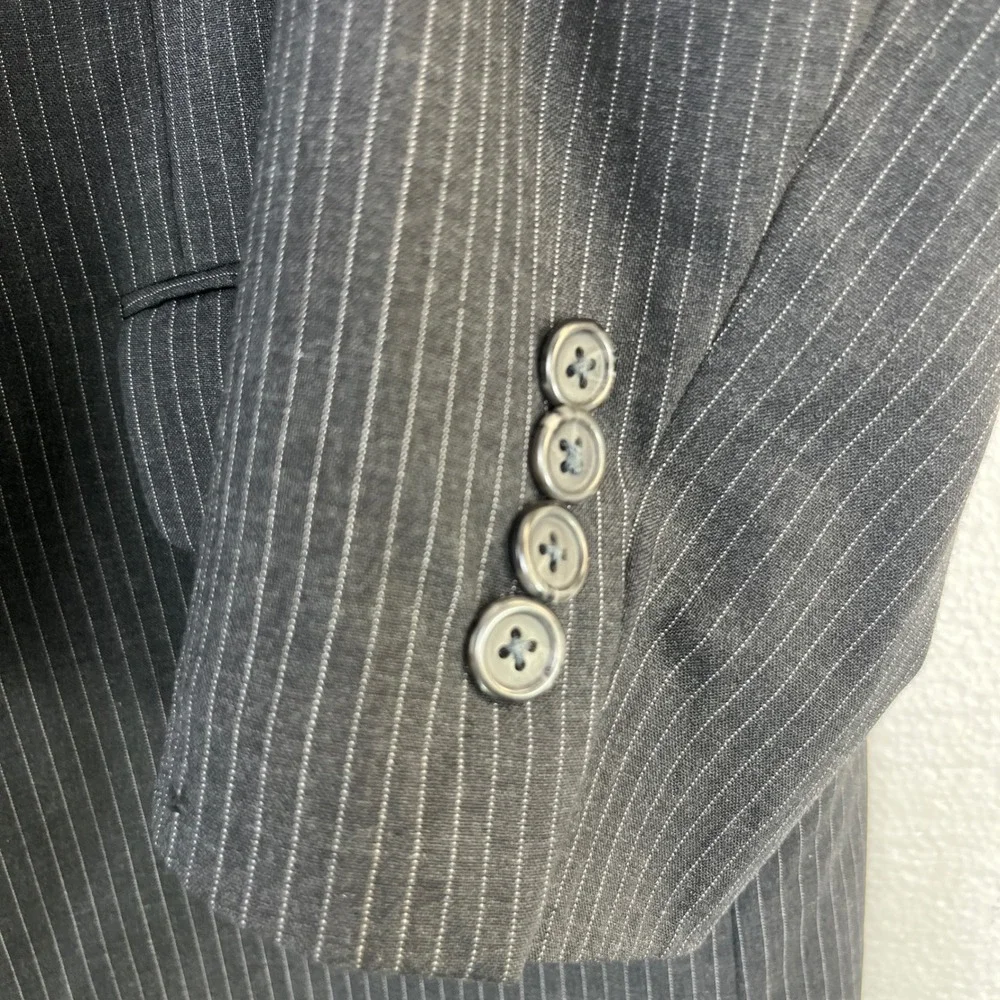 Jos A Bank Mens 44R Charcoal Pinstripe Wool Suit Coat Jacket Blazer‎